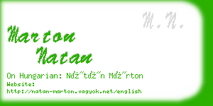 marton natan business card